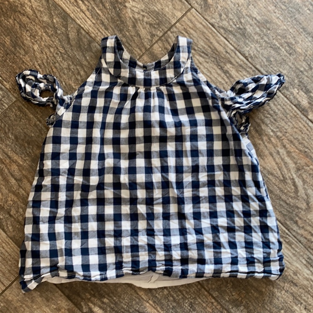 Abercrombie blue Buffalo check cold shoulder top